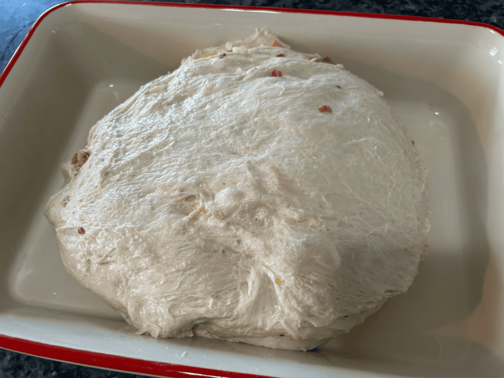 focaccia dough in pan