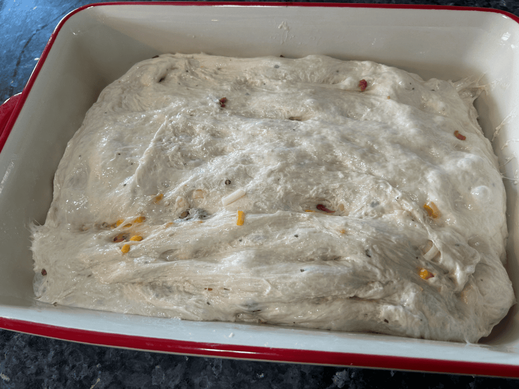 focaccia dough in pan