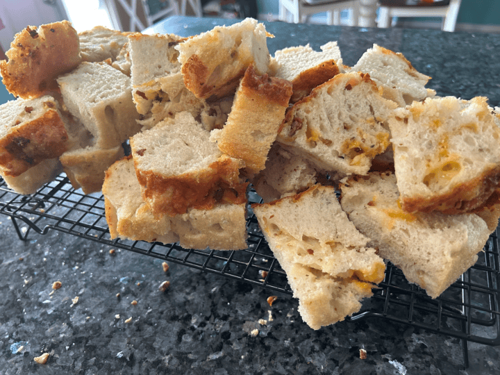 Bacon Cheddar Ranch Sourdough Focaccia sliced