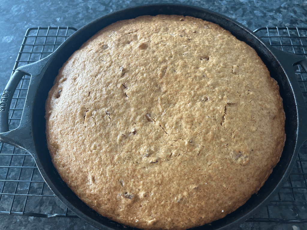 Easy Skillet Applesauce Cake fresly baked