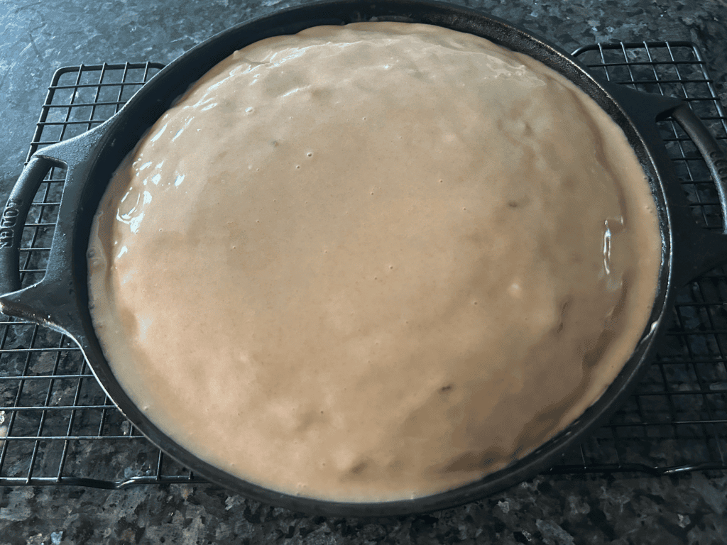 cinnamon glaze on Easy Skillet Applesauce Cake 
