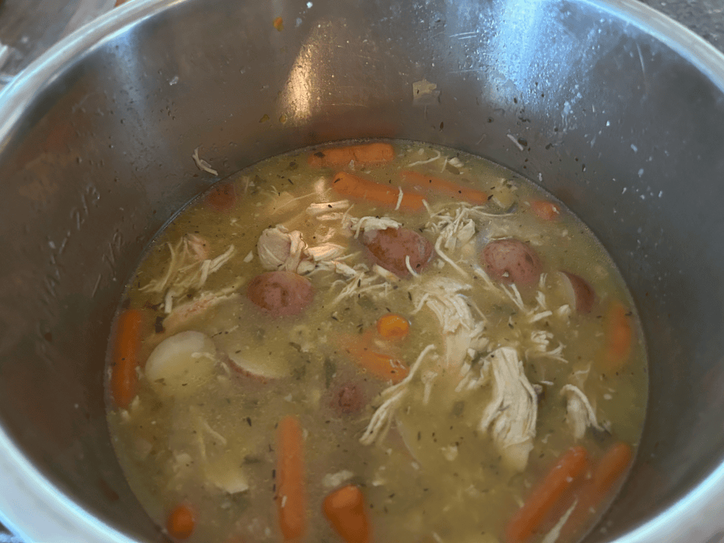hearty chicken stew in pot