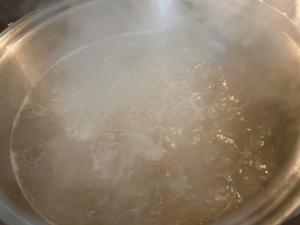 boiling water in pan