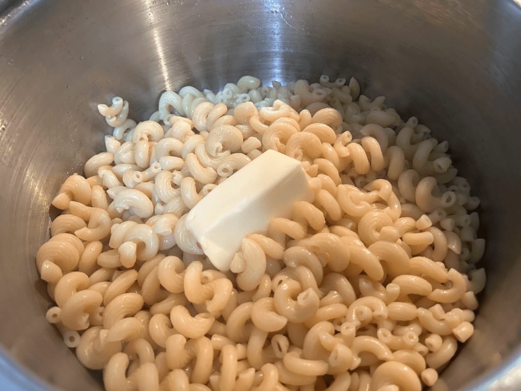 cooked pasta with butter