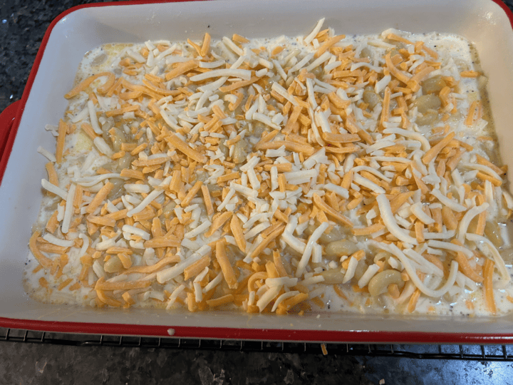 Baked Macaroni and Cheese before baking