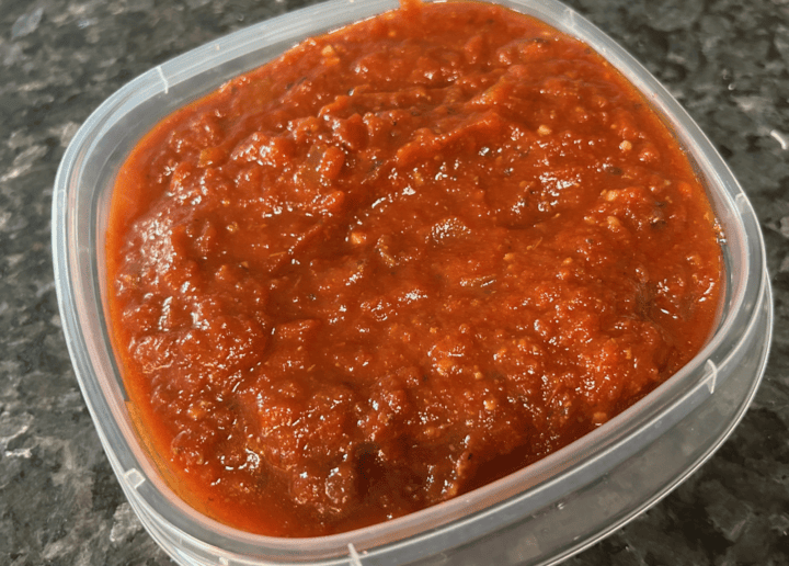 Homemade Meat Sauce (Slow-Simmered) in container