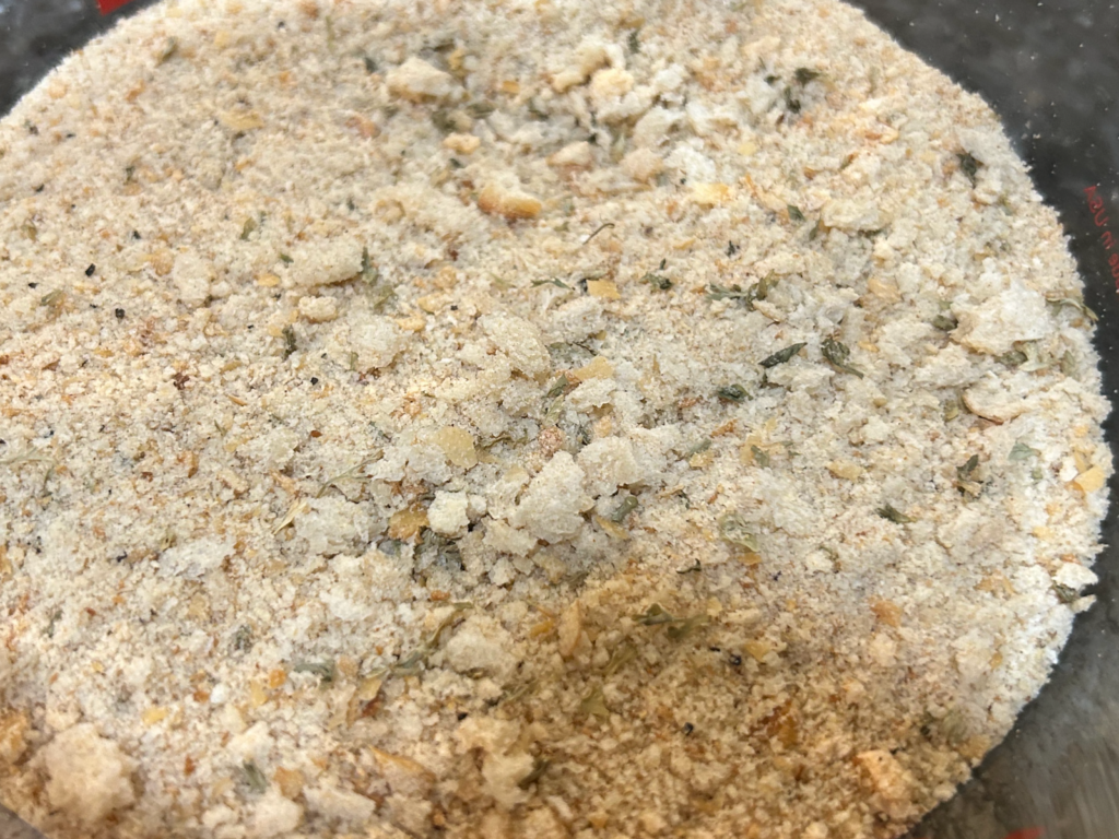 partially crushed bread crumbs with seasoning
