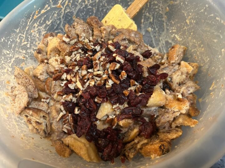 adding nuts and craisins to casserole