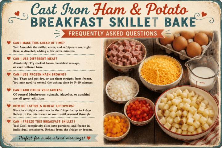 Cast Iron Ham and Potato Breakfast Skillet FAQ card