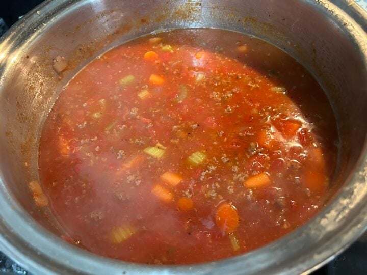 Pasta Fagioli Soup before pasta