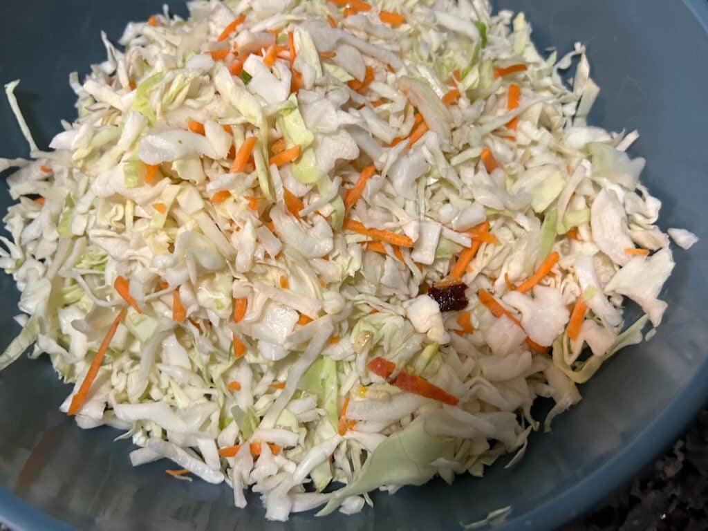Easy Italian Coleslaw with Pepperoni and Mozzarella