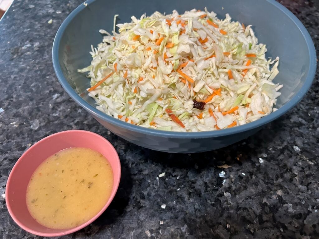 Easy Italian Coleslaw with Pepperoni and Mozzarella