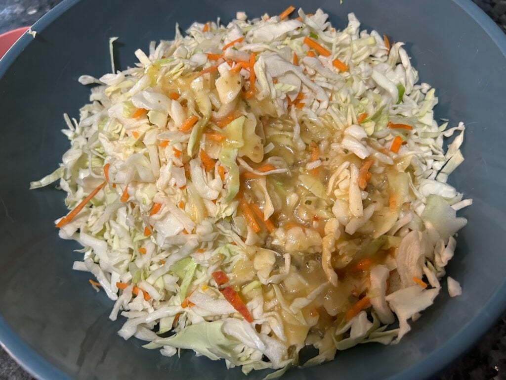 Easy Italian Coleslaw with Pepperoni and Mozzarella