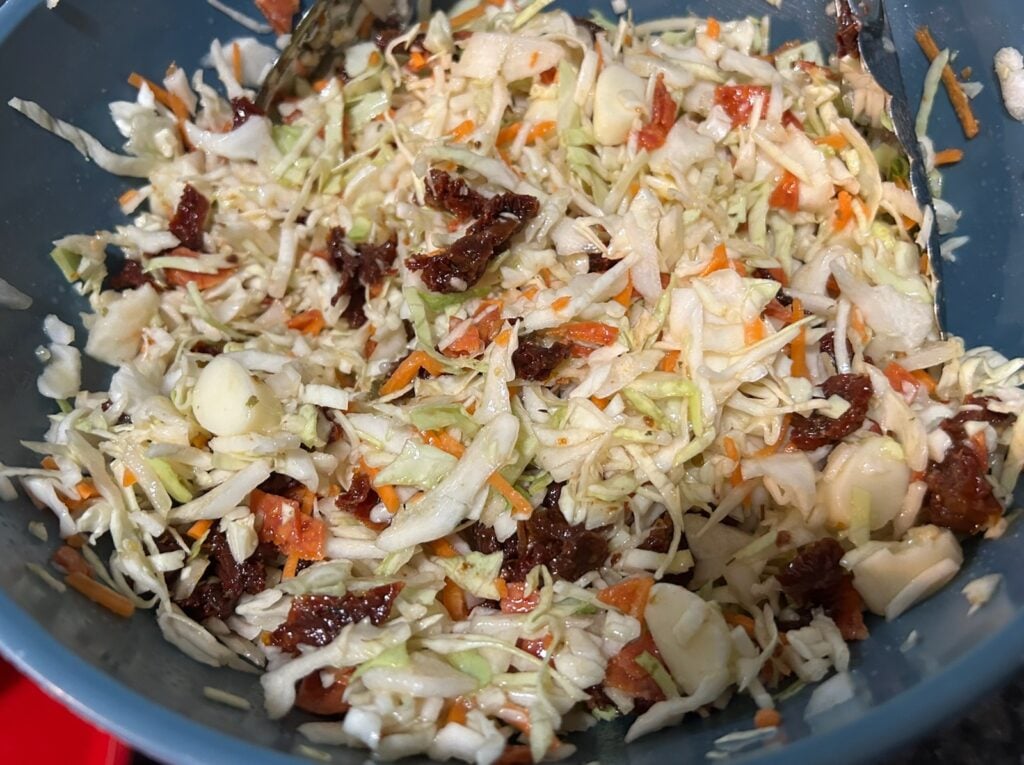 Easy Italian Coleslaw with Pepperoni and Mozzarella