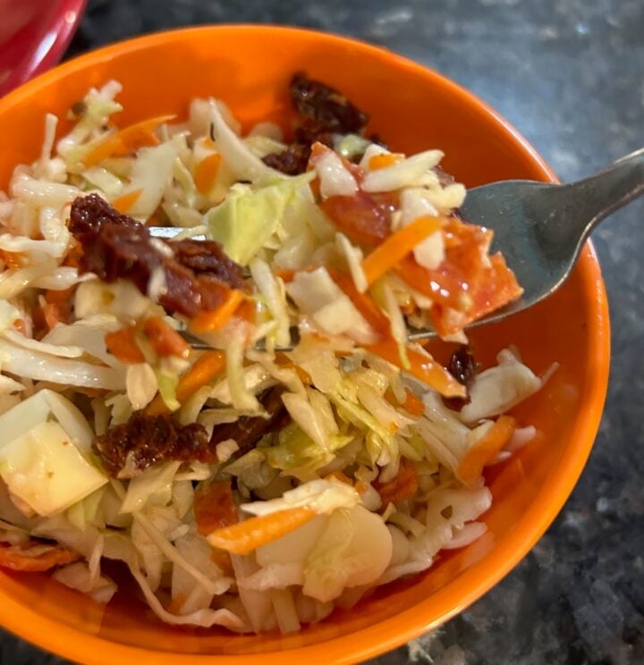 Easy Italian Coleslaw with Pepperoni and Mozzarella