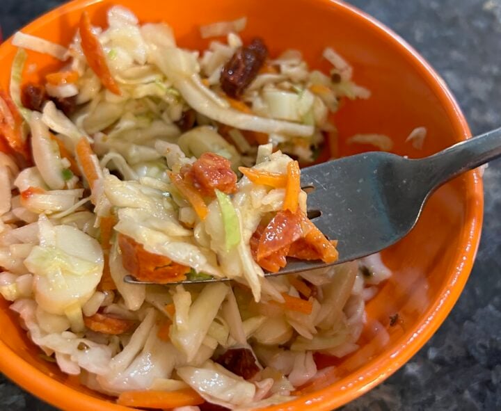 Easy Italian Coleslaw with Pepperoni and Mozzarella