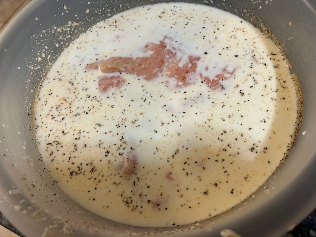 chicken breast soaking in milk