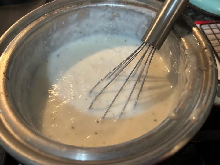 cream gravy in pan