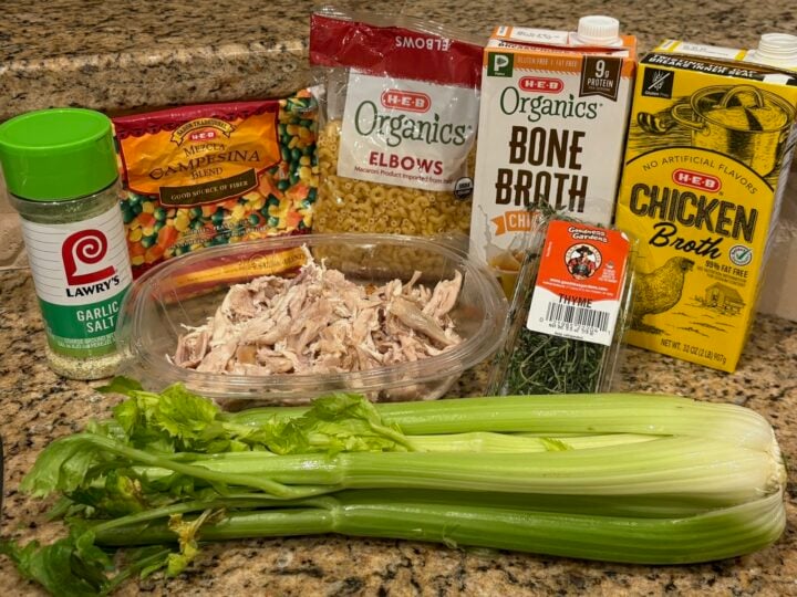 Quick and Easy Rotisserie Chicken Soup ingredients