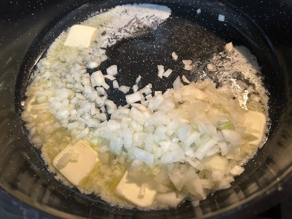 onion and butter in skillet