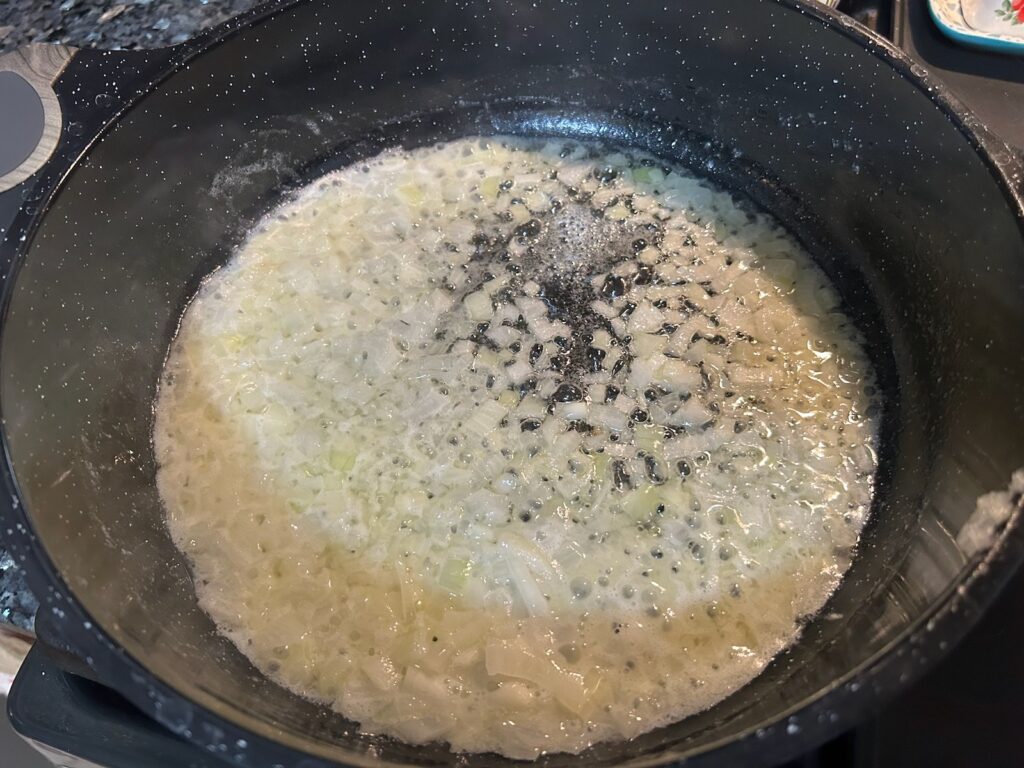 onion and butter simmering in sckillet
