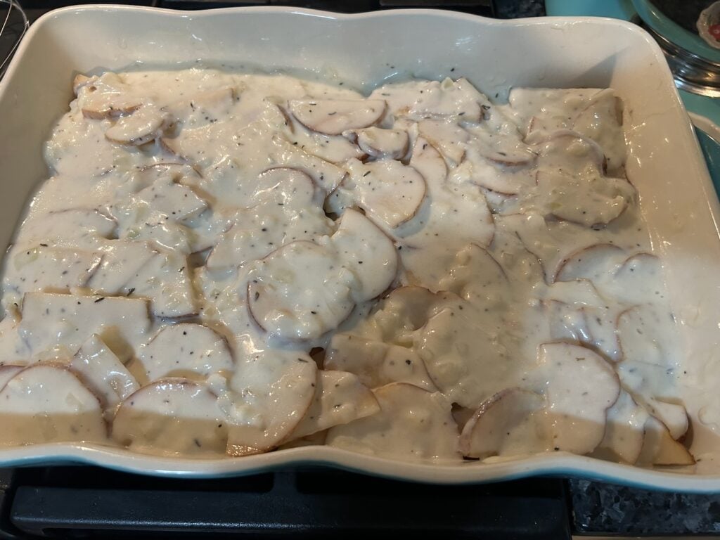 potatoes with cream in casserole dish