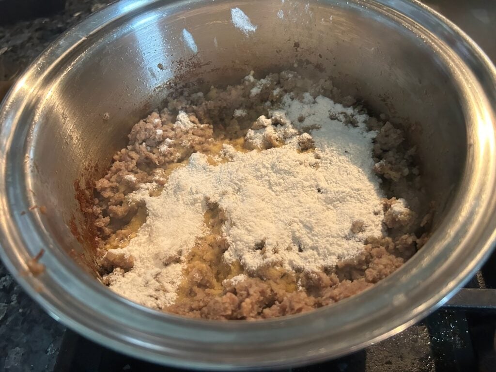 ground sausage with flour
