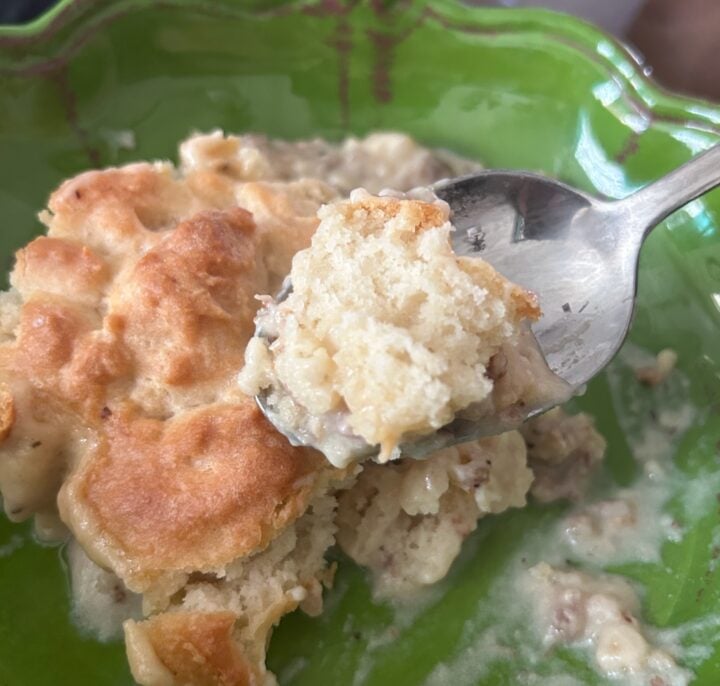 Biscuits and Sausage Gravy in bowl
