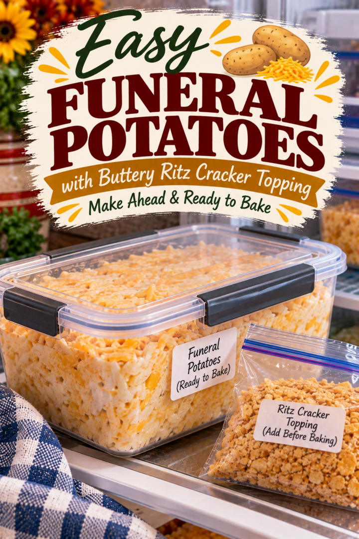 easy funeral potatoes with buttery ritz crackers