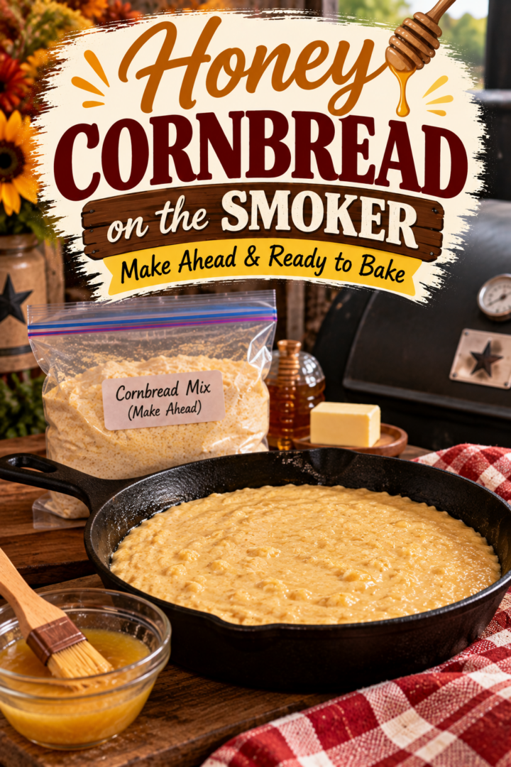 honey cornbread on the smoker
